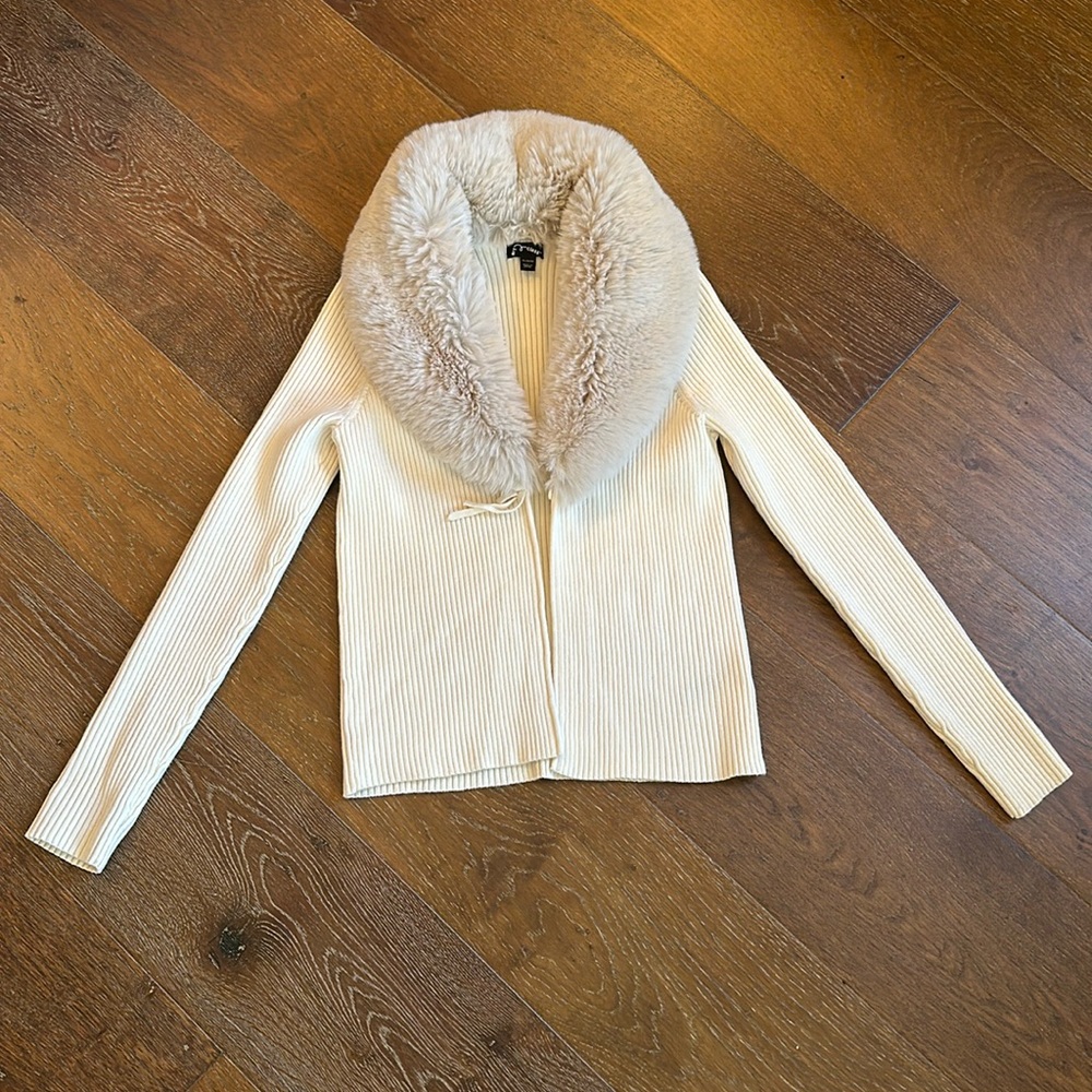 Size xl girls art class faux fur lined cardigan